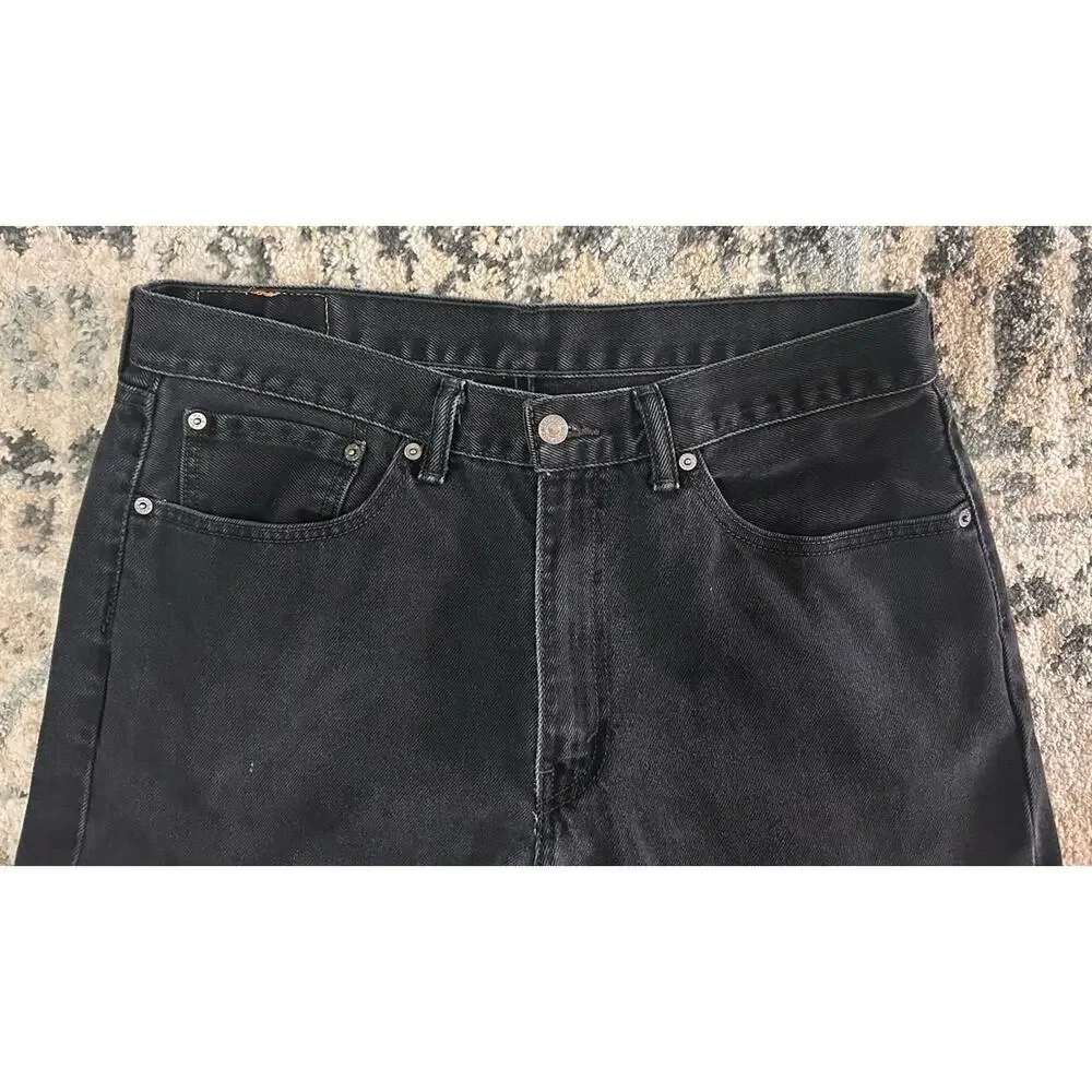 Levi's 505 Regular Fit Jeans Mens 36x30 Faded Black Straight Leg Denim
